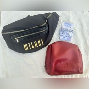 Milani Black and Burgundy Bag Set with Scrunchies